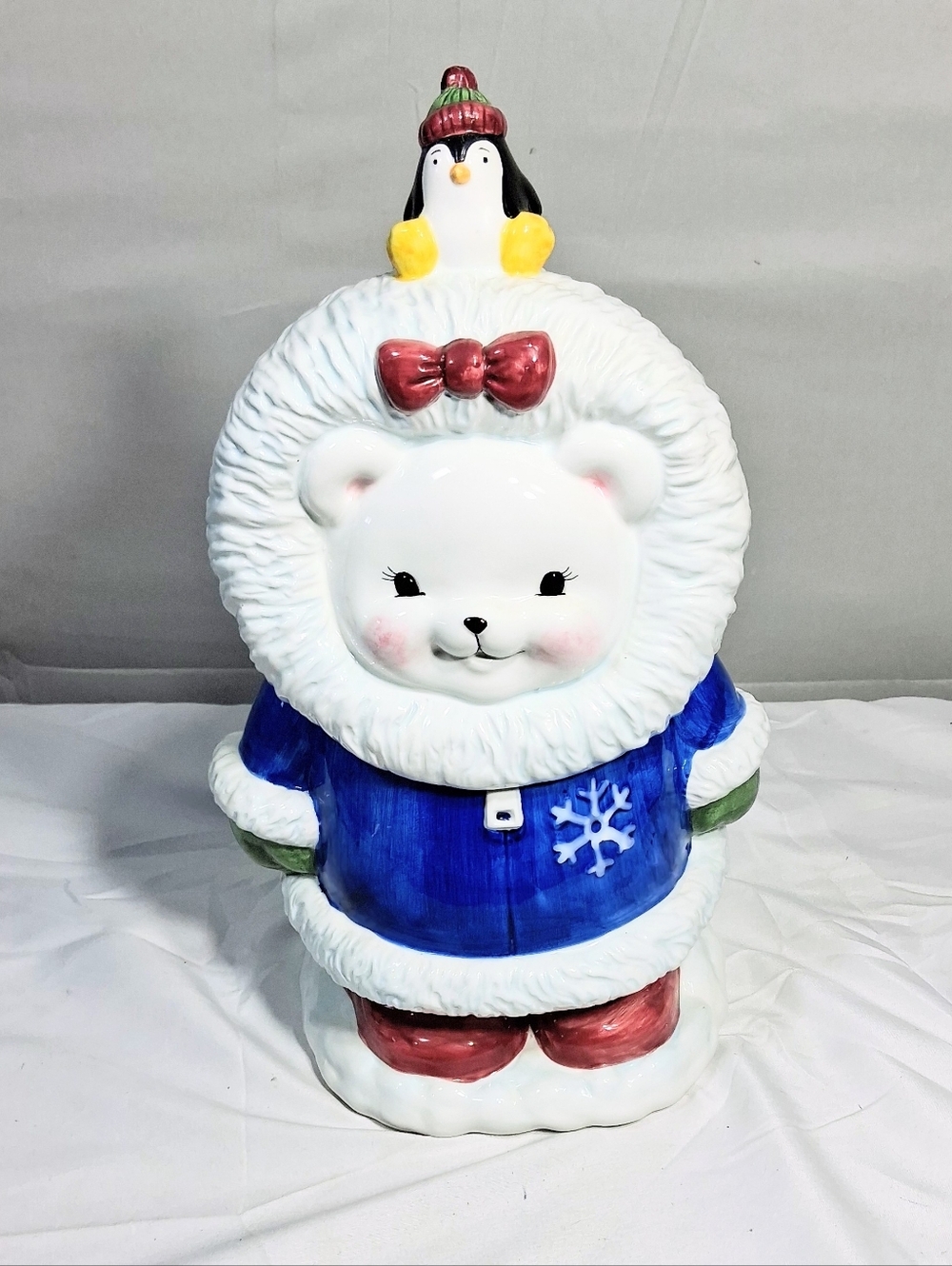 1998 Blizzard Snowflake And Shivers Polar Bear Vintage 13" High Cookie Jar